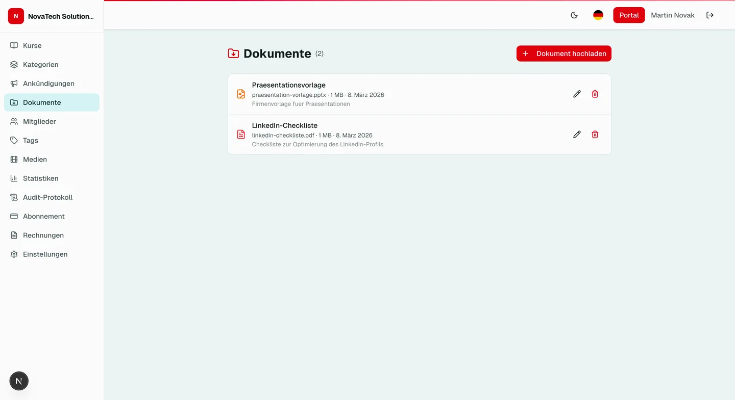 LearnSkill Dokumentenbibliothek -- Datei- und Materialverwaltung