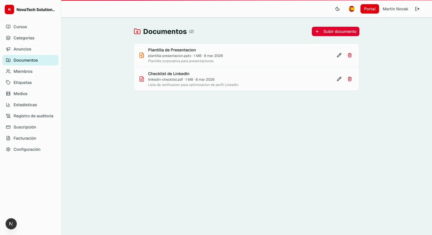 Biblioteca de documentos de LearnSkill -- gestion de archivos y materiales